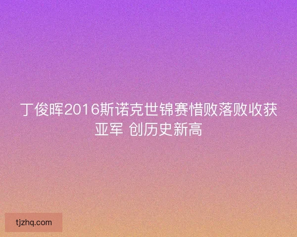 丁俊晖2016斯诺克世锦赛惜败落败收获亚军 创历史新高