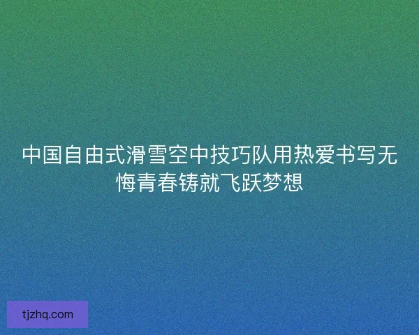 中国自由式滑雪空中技巧队用热爱书写无悔青春铸就飞跃梦想