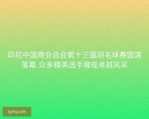 印尼中国商会总会第十三届羽毛球赛圆满落幕 众多精英选手展现卓越风采