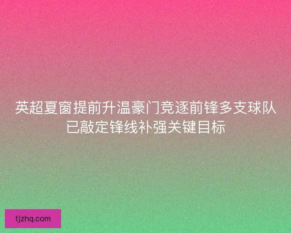 英超夏窗提前升温豪门竞逐前锋多支球队已敲定锋线补强关键目标 英超夏窗提前升温豪门竞逐前锋多支球队已敲定锋线补强关键目标